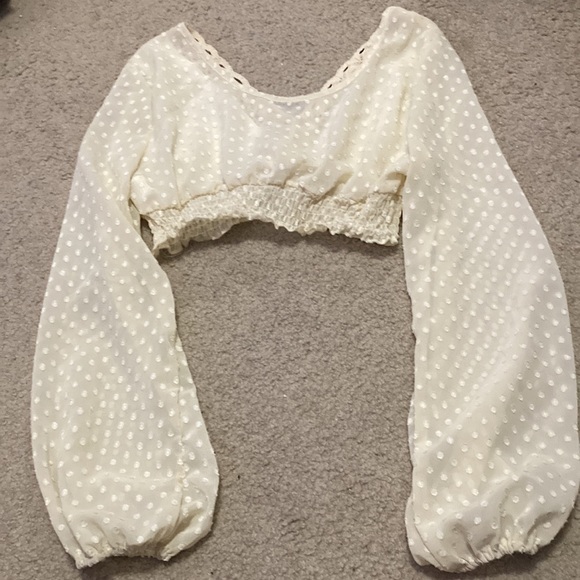 Balloon/lantern sleeve lace crop top - Picture 6 of 7